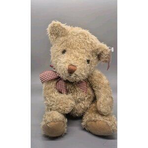 NWT Russ Hucklebeary Teddy Bear 13" Beige Plush Red Gingham Bow Heart Soft Toy